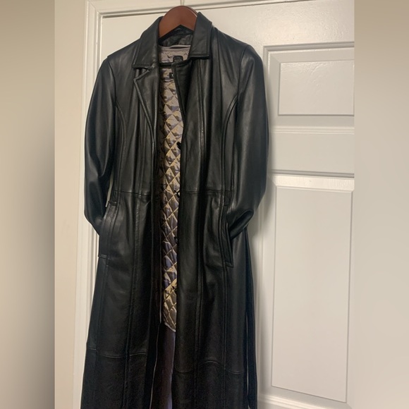 Thinsulate Genuine Long Women’s Black Leather Trench Coat - Picture 10 of 16